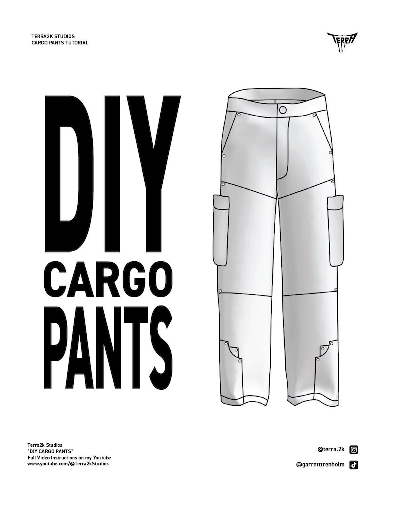 Cargo Pants Sewing Pattern With Utility Pockets – PDF Pattern / Video ...