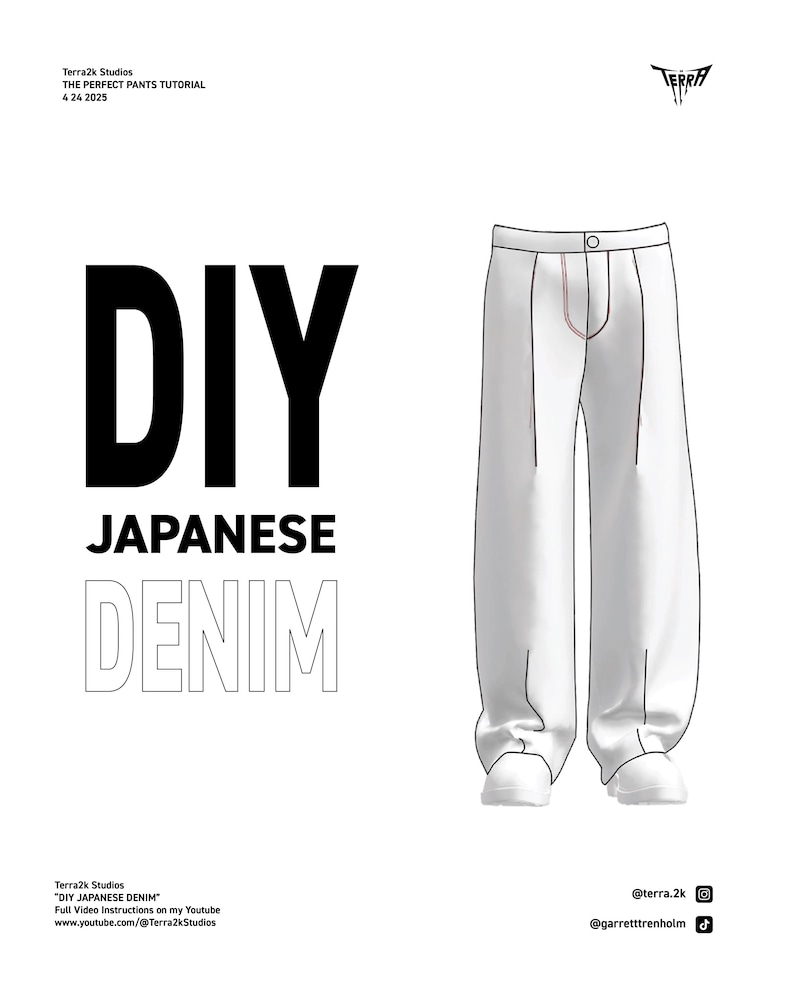 Baggy Pleated Denim Pants Sewing Pattern: Selvedge or Non-Selvedge (PDF & Video Instructions) image 3