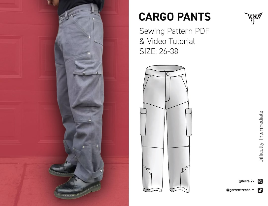 Cargo Pants Sewing Pattern With Utility Pockets – PDF Pattern / Video ...