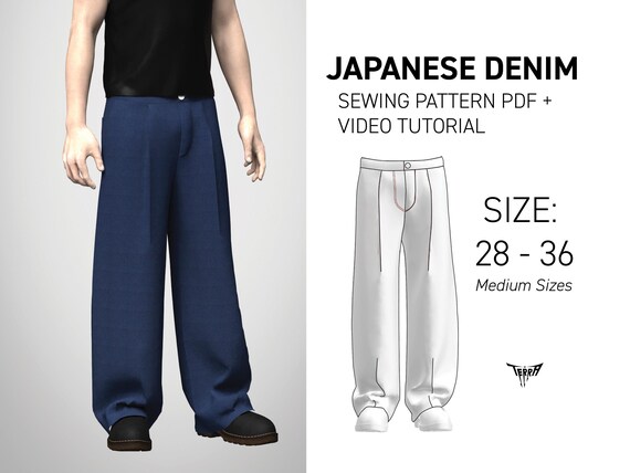Baggy Pleated Denim Pants Sewing Pattern: Selvedge or Non-Selvedge (PDF & Video Instructions)