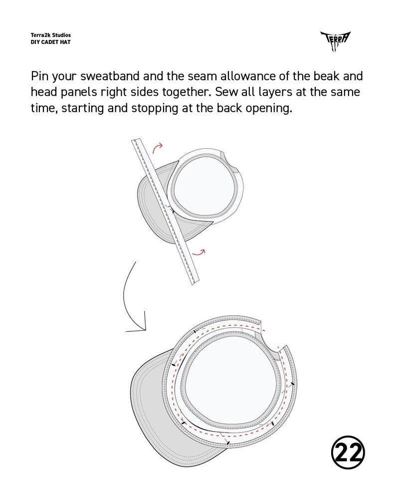 Cadet Hat Sewing Pattern PDF With Video Tutorial | Military Cap Pattern ...