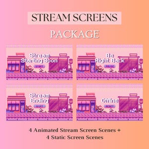 Animated Twitch Screen Retro Pixel Pink Cat 8-bit Video Game - Starting Soon - BRB - Stream Ending - Offline Twitch Scene Pack Twitch Assets