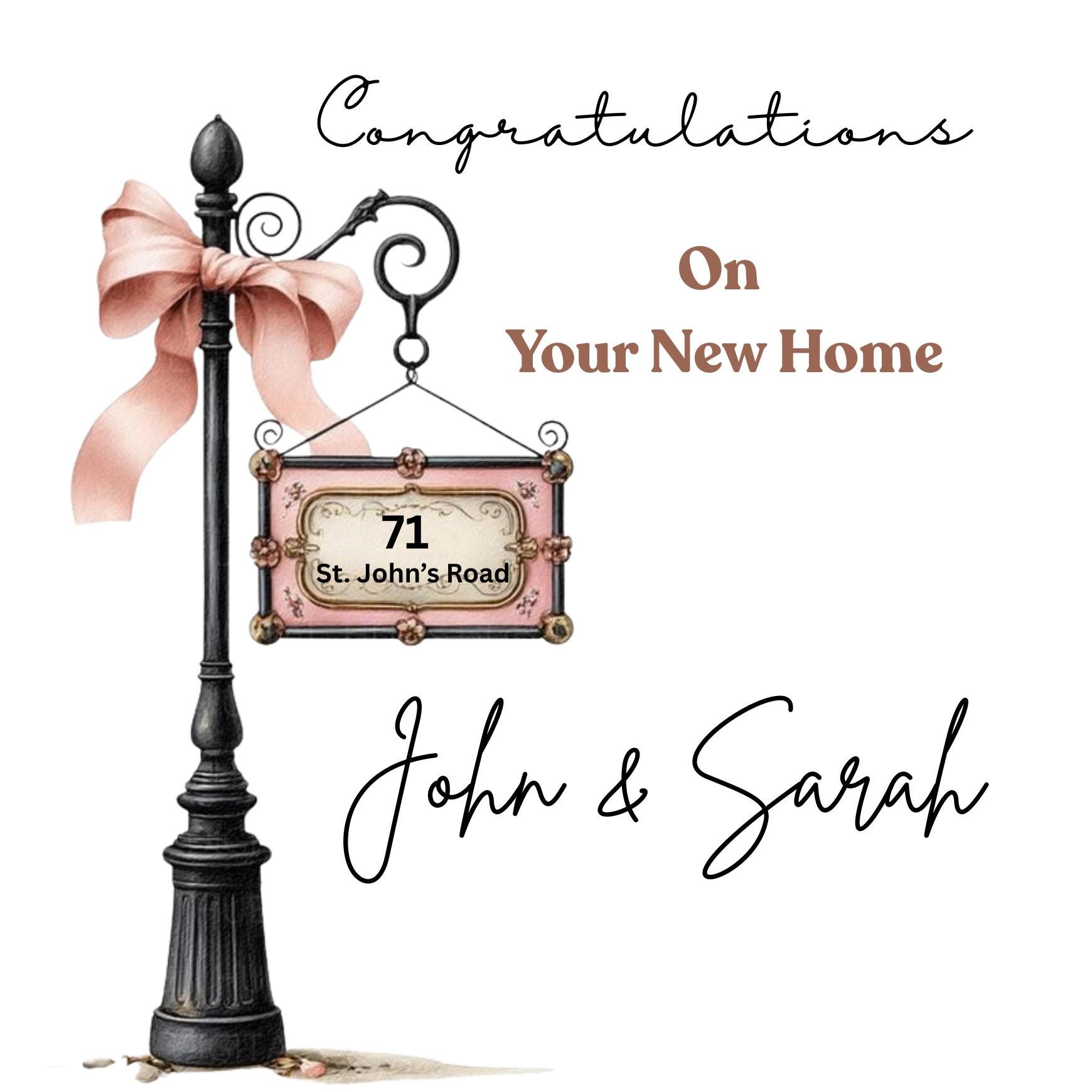 Personalized New Home Congratulations Card, Housewarming Gift, Custom ...
