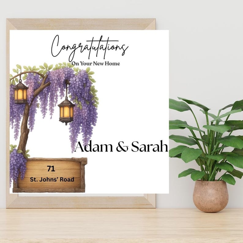 New Home Congratulations Card, Housewarming Gift With Custom Address ...