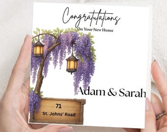 New Home Congratulations Card, Housewarming Gift With Custom Address Names