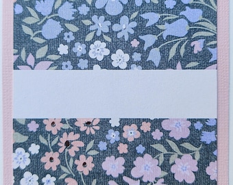 Carte de voeux vierge - Floral rose/bleu