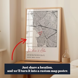 Feiern Sie Ihre Liebesgeschichte - Individueller Kartendruck für den besonderen Ort, an dem Sie sich getroffen haben, Einzigartige Verabredung Nacht Dekor, personalisiertes Poster