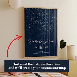 Mapa estelar personalizado imprimible para aniversarios y bodas, póster de regalo personalizado, decoración de pared personalizada, arte único y memorable para el hogar.