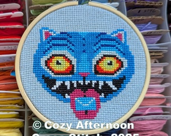 SUMMON - 4-inch Derpy Tiger inspired by KPop Demon Hunters Pattern Cross-Stitch Pattern (digital download)