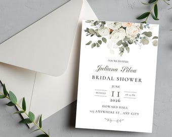 Invitación de lujo para despedida de soltera / Plantilla elegante para despedida de soltera / Invitación imprimible moderna y glamurosa