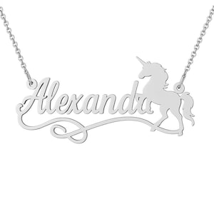 Namenskette mit Einhorn, zierliche Halskette für Sie, Geschenk zum Muttertag, personalisierter Schmuck für Frauen, Weihnachtsgeschenke