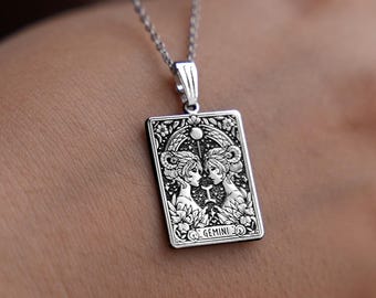 Collar con colgante del signo del zodiaco Géminis, collar del horóscopo, collar de astrología, collar del mes de nacimiento, collar del zodiaco Géminis, regalo para ella
