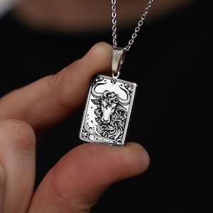 Taurus Zodiac Sign Pendant Necklace, Horoscope Necklace, Astrology Necklace, Birth Month Necklace, Taurus Zodiac Necklace, Gift for Her