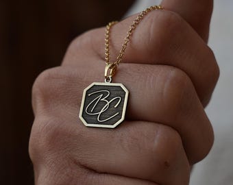 Men's Gold Initial Necklace: Pendant Necklace for Men or Women