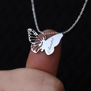 Custom Name Necklace with Butterfly, Dainty Butterfly Necklace for Her, Mothers Day Gift, Personalized Jewelry For Women, Christmas Gifts