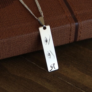 Personalized Human Eyes Necklace, Engraved Your Eyes Photo Necklace for Him/Her, Mother&#39;s Day Gifts, Gifts for Boyfriend, Eye Print Necklace