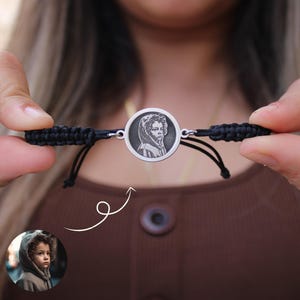 Real Picture Bracelet, Custom Photo Engraved Bracelet, Custom Portrait, Personalized Bracelet, Mother&#39;s Day Gift, Gift for Dad, Gift for Her