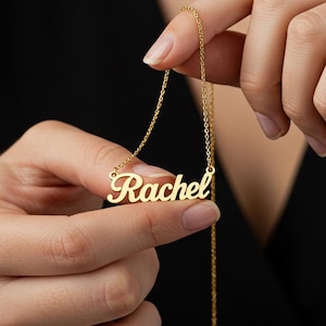 Custom Name Necklace, 14K Gold Name Necklace, Personalized Name Pendant Necklace, Custom Name Necklace, Minimalist Name Jewelry for Women