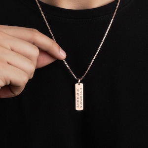 Engraved Custom Necklace for Men, Customized Necklace, Custom Fathers Day Gift, Personalized Engraved Necklace, Gift For Boyfriend, Dad Gift