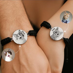 Benutzerdefinierte Karikatur Haustier-Porträt gravierte Armband, personalisierte Karikatur Haustier-Porträt Armband Cartoon Hundeporträt vom Foto, Bild Armband