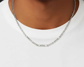 Collar con nombre para hombre, regalo personalizado para él, joyería para hombre, collar para papá con nombres de niños, collar con nombre para él, regalo para esposo