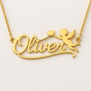 Collar con nombre personalizado de pájaro, collar con nombre de ángel para ella, regalo para el Día de la Madre, joyería personalizada para mujer, regalos de Navidad