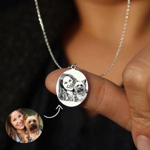 Real Picture Necklace, Custom Portrait, Personalized Necklace, Custom Valentines Day Gift, Mother&#39;s Day Gift, Gift for Dad, Gift for Her