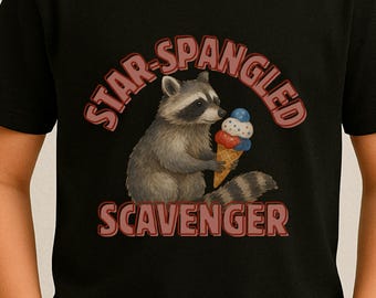 Kids 4th of July Raccoon Shirt: Patriotic Ice Cream Tee