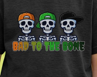 Kids Halloween Skeleton Shirt | Bad To The Bone | Gift for Kid
