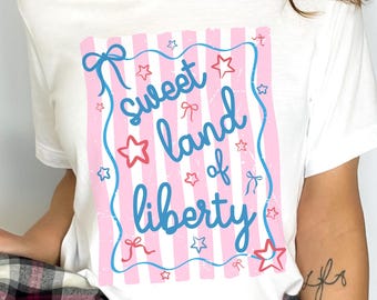 Sweet Land Of Liberty Tee | Patriotic Coquette Fourth of July Shirt | Bella Canvas Top