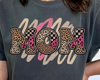 Mother's Day Mom Shirt | Leopard, Pink, Checkered Tee | Comfort Colors Mama Gift