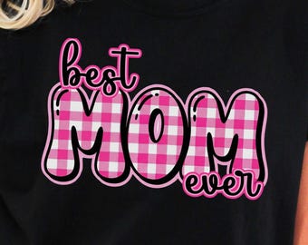 Mother's Day Gift Shirt | Pink Gingham Graphic Tee | Mom Top