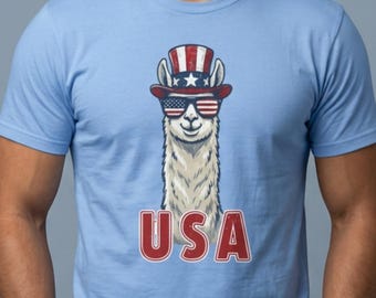 Patriotic Llama USA Graphic Tee | Fourth of July Animal Shirt