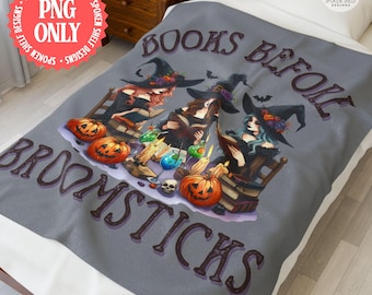 Halloween Digital Download | Books Before Broomsticks Witch Reading PNG
