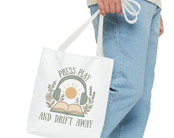 Bücherwurm Blumen Einkaufstasche | Hörbuch Liebhaber Geschenk | Im Cottagecore Stil