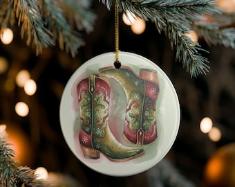 Westernlaarzen keramisch ornament, cowgirl-ornament cadeau