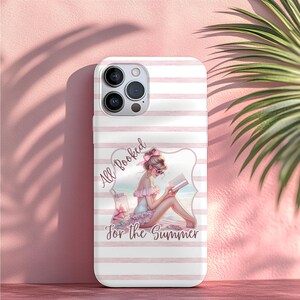 Capa de celular estilo livro para o verão, estética feminina, presente fofo para leitoras, capa de celular resistente com estampa floral rosa