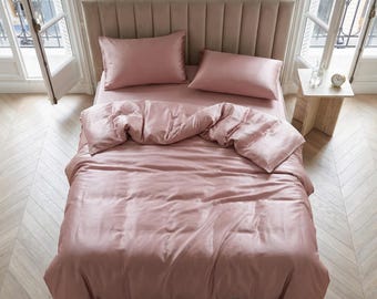 100% Mulberry Silk Bedding Set, Silk Duvet Cover, Silk Pillowcases, Envelope Style, Luxury Bedding, Pure Silk, Queen Size, King Size & More
