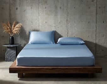 100% Mulberry Silk Fitted Sheet, Natural Silk Top Sheet, Pure Silk Bedding, Queen Fitted Sheet, King Fitted Sheet, Silk Bed Sheet