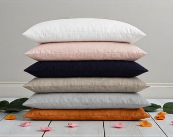 Linen Pillowcase, Stonewashed Linen Pillow Cover, Envelope Closure, Set of 2, Bedding Pillow, Decorative Pillow, Various Sizes Available
