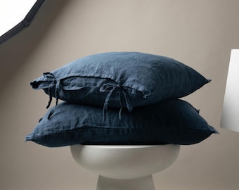 Funda de almohada de lino francés lavado a la piedra, funda de almohada suave para cama
