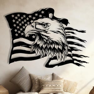 Metal American Eagle Wall Art: Patriotic US Flag Decor