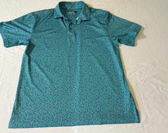 Ben Hogan Golf Shirt, Teal Blue Performance Polo, Men's Medium, Short Sleeve, EUC