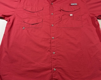 Columbia Men’s PFG Omni-Shade XXL Red Short Sleeve Fishing Shirt EUC