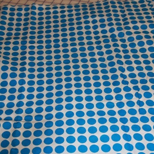 Blue Dots on White Background, Cotton Fabric, Blue Polka Dots, Fabric, 44&#39; Wide - BTY Cotton Fabric, By The YARD Cotton Material