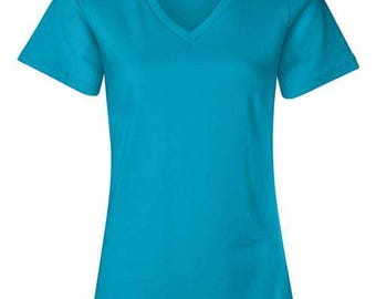 Turquoise - Bella-Canvas Women's Relaxed Jersey V-Neck Tee - 6405, Blank T-Shirt, Shirts for HTV, T-Shirt Blanks, Bella Canvas 6405
