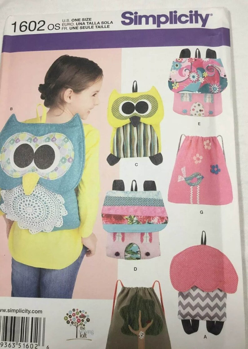 Simplicity Sewing Pattern 1602, Uncut Pattern, Craft Pattern, Backpack ...