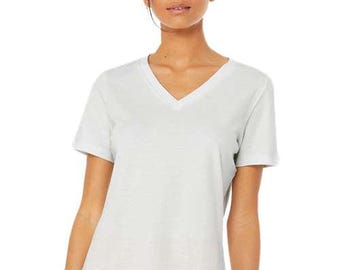 Vintage White - Bella-Canvas Women's Relaxed Jersey V-Neck Tee - 6405, Blank T-Shirt, Shirts for HTV, T-Shirt Blanks, Bella Canvas 6405