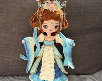Virkad docka: Gemålin Lan Fei, Forntida hovskönhet, Amigurumi-displaydekoration