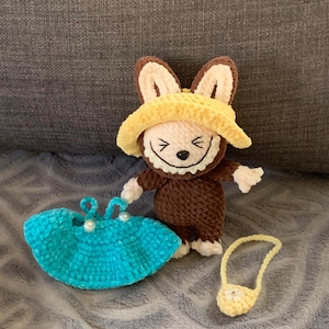 Labubu, Crochet Labubu With with Wearable Dress And Hat(Hanging Widgets/Keychain)
